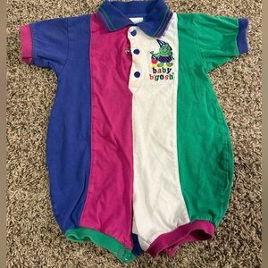 Vintage kids osh kosh b’gosh color block romper outfit size 12 months